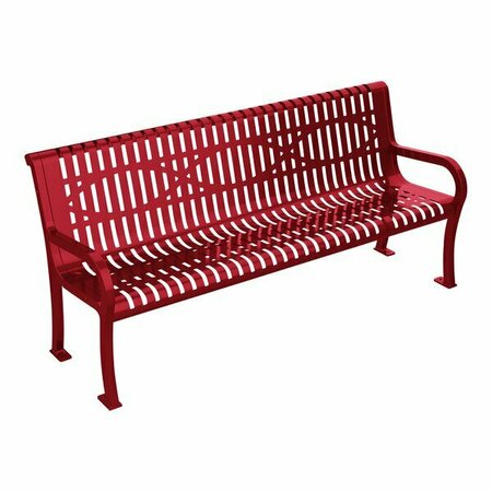 ULTRA SITE Lexington 6' Red Wave Bench with Backrest 75'' x 26 7/8'' x 35 1/2'' 38A954W6RD